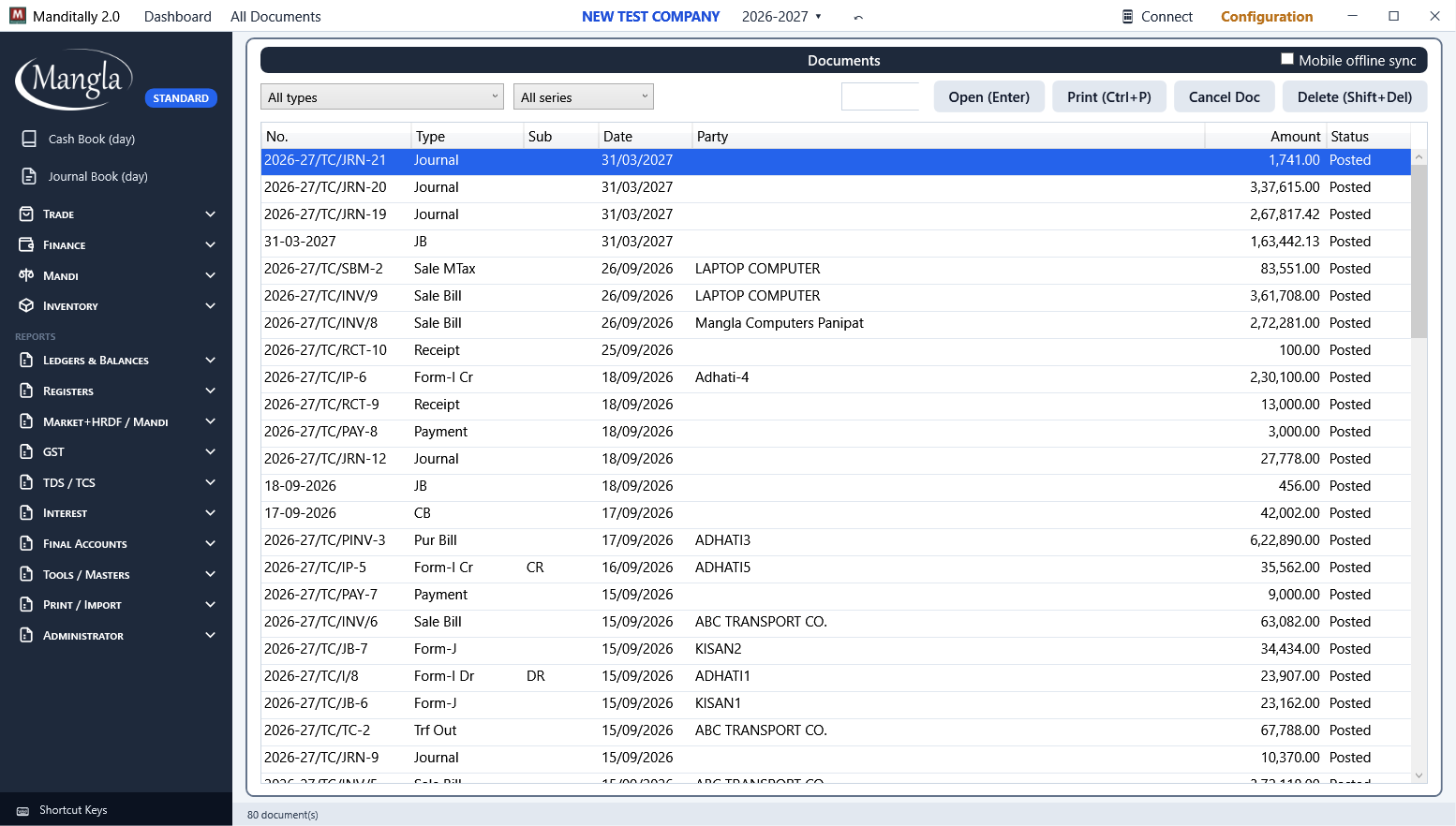 All Documents list