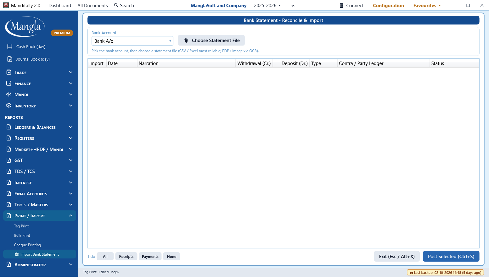 Bank statement import